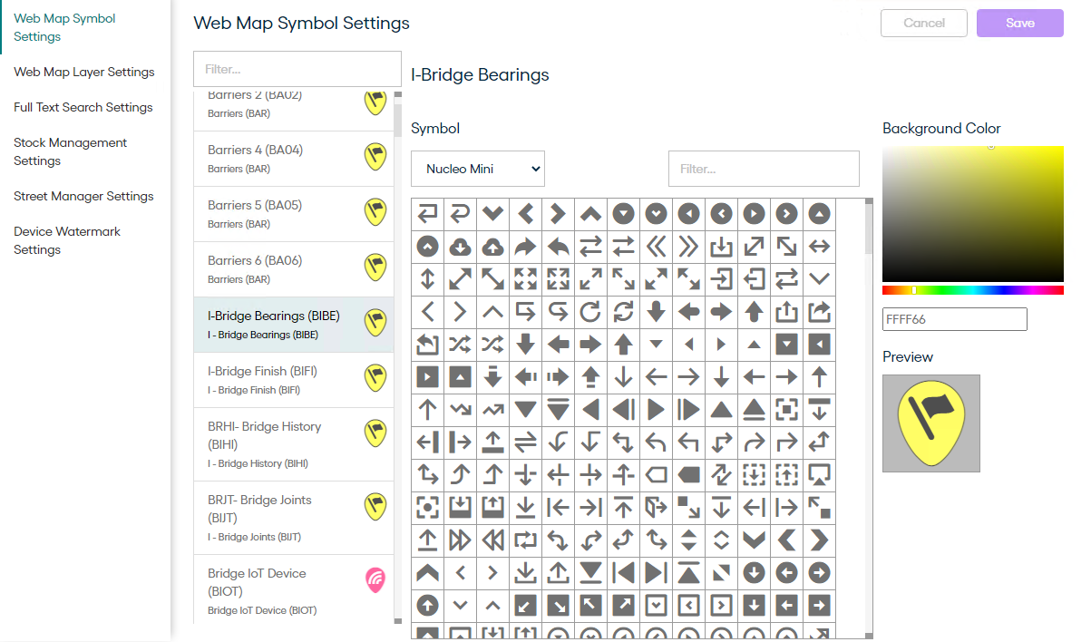 Web Map Symbol Settings